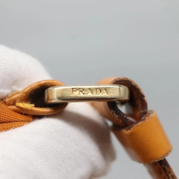 PRADA Shoulder Bag Nylon Orange Gold Auth EC663 - Picture 13 of 16